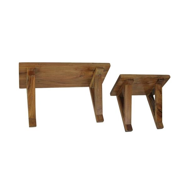 Set of 2 Acacia Wood Wall Shelves With Mounting Hardware - Picture 2 of 5